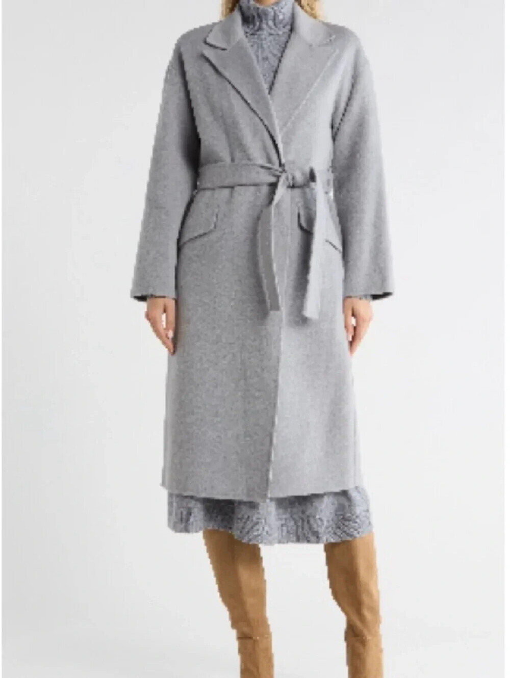 NEW, Theory Robe Wool Coat in Steal Gray Sz M #W220